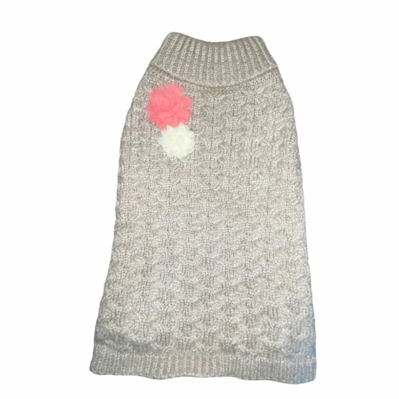 Top Paw Other - Top paw dog chunky cableknit turtleneck sweater w/ flowers